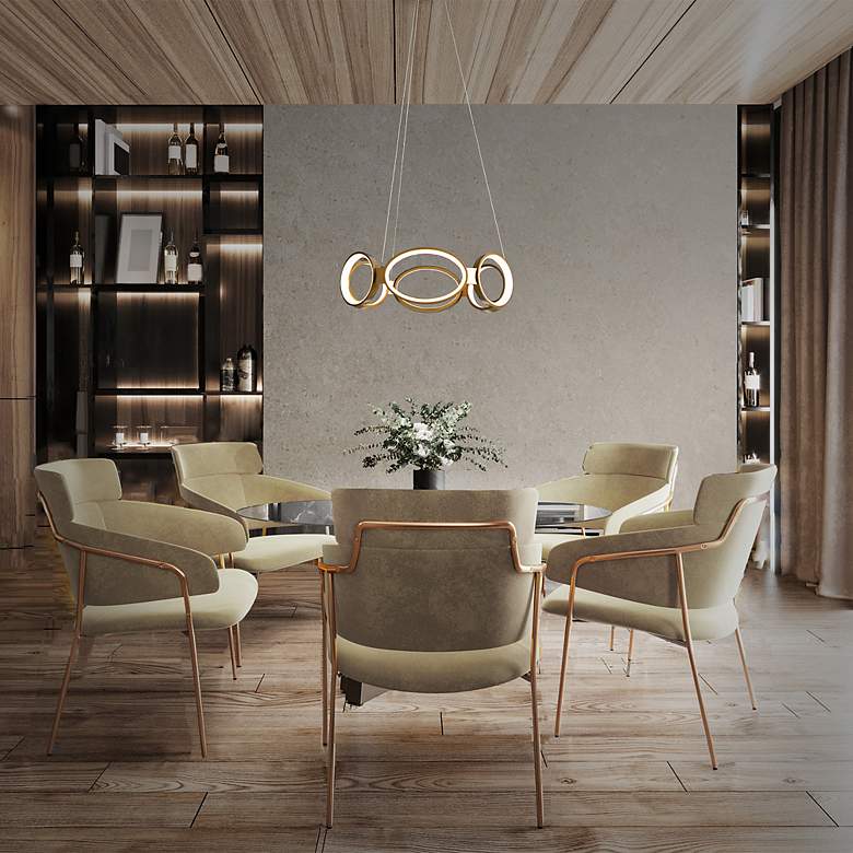 Image 6 Solitaire 8"H x 26.63"W 6-Light Chandelier in Aged Brass more views