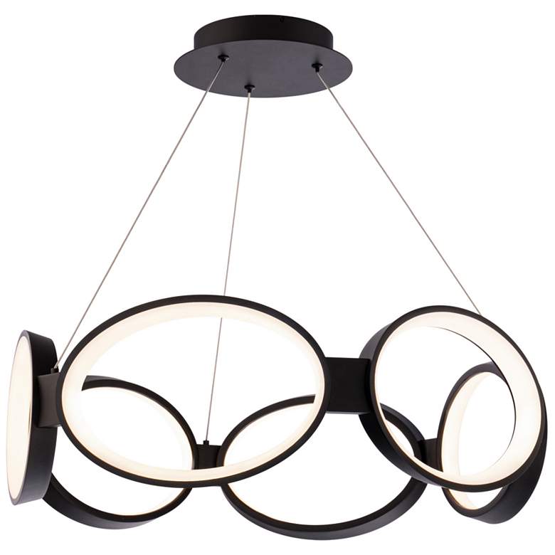 Image 1 Solitaire 8"H x 26.63"W 6-Light Chandelier in Black