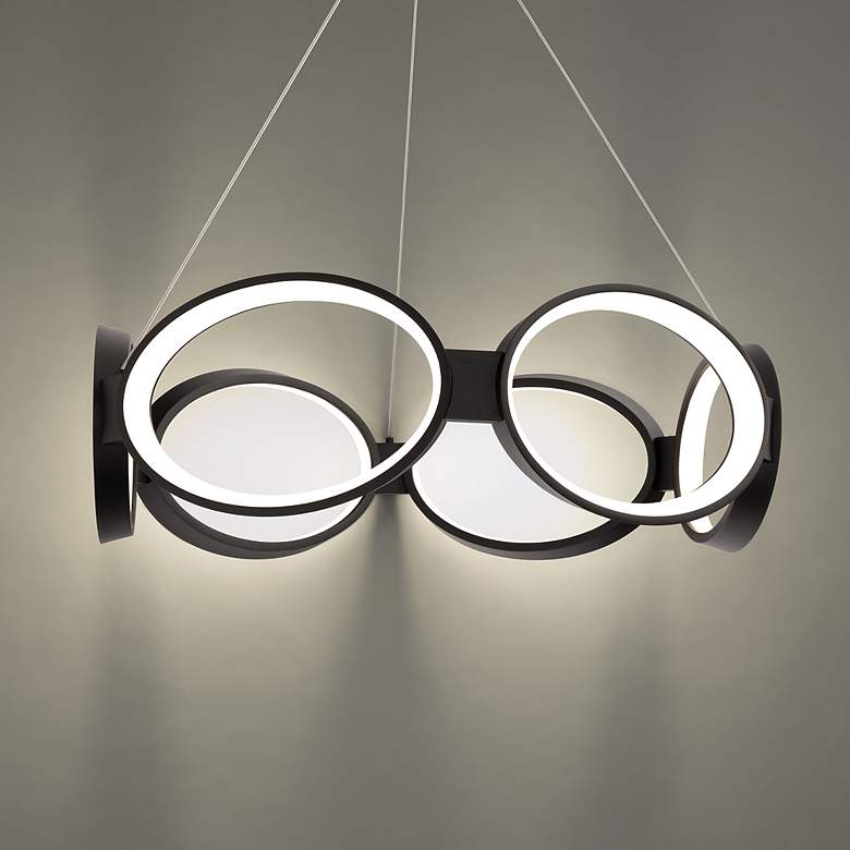 Image 1 Solitaire 8"H x 26.63"W 6-Light Chandelier in Black