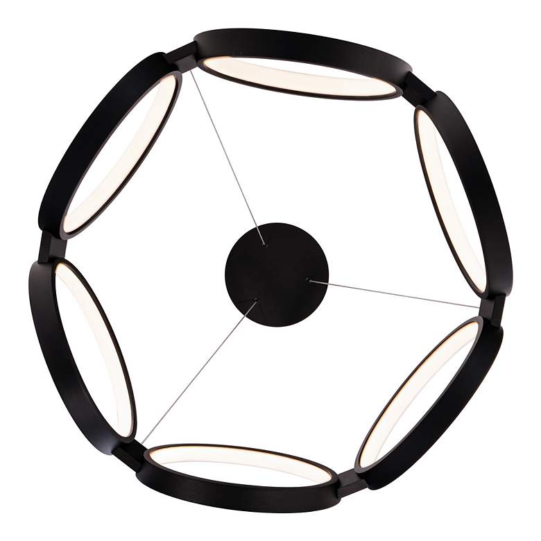 Image 3 Solitaire 8"H x 26.63"W 6-Light Chandelier in Black more views