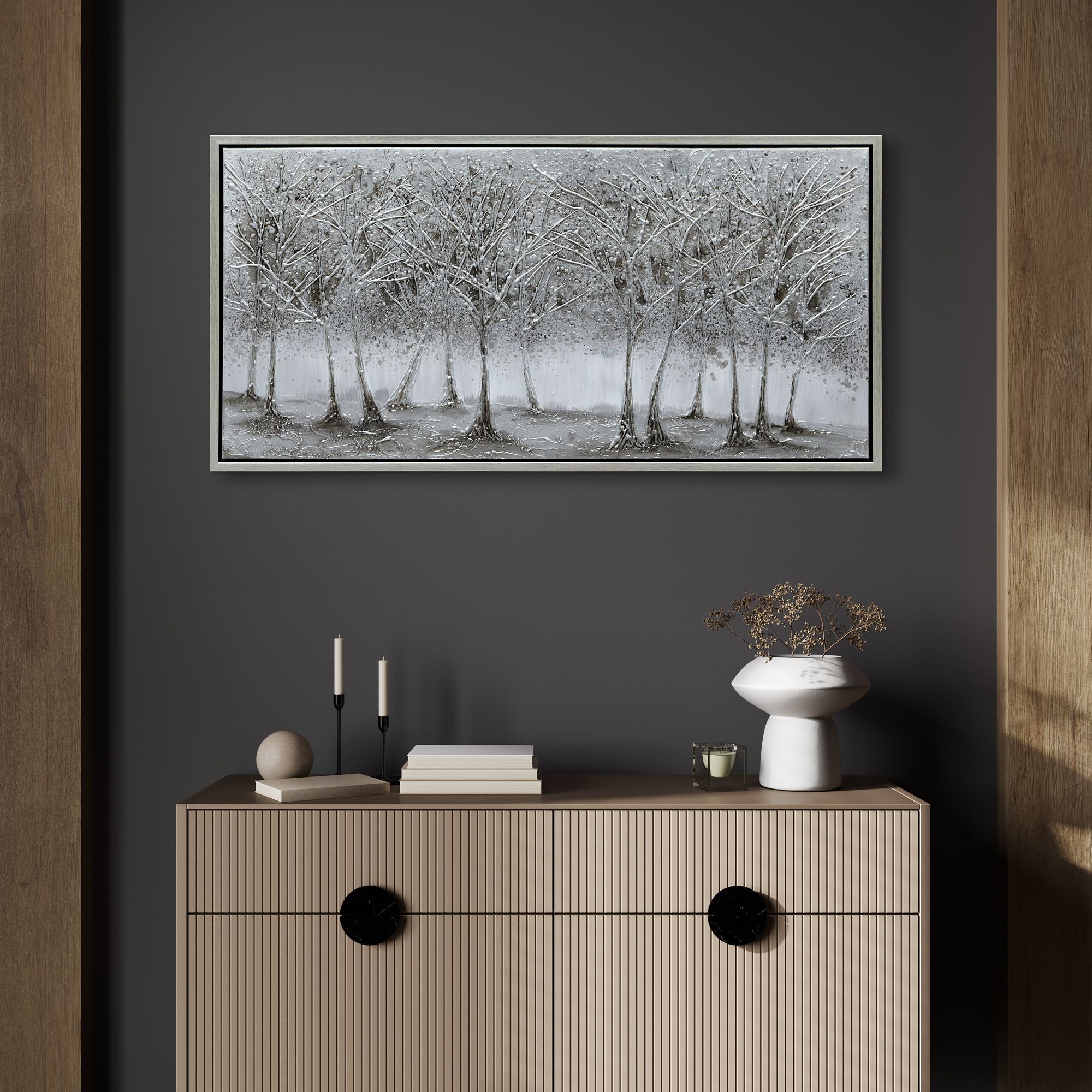 Solitary Field 48"W Textured Metallic Framed Canvas Wall Art in scene