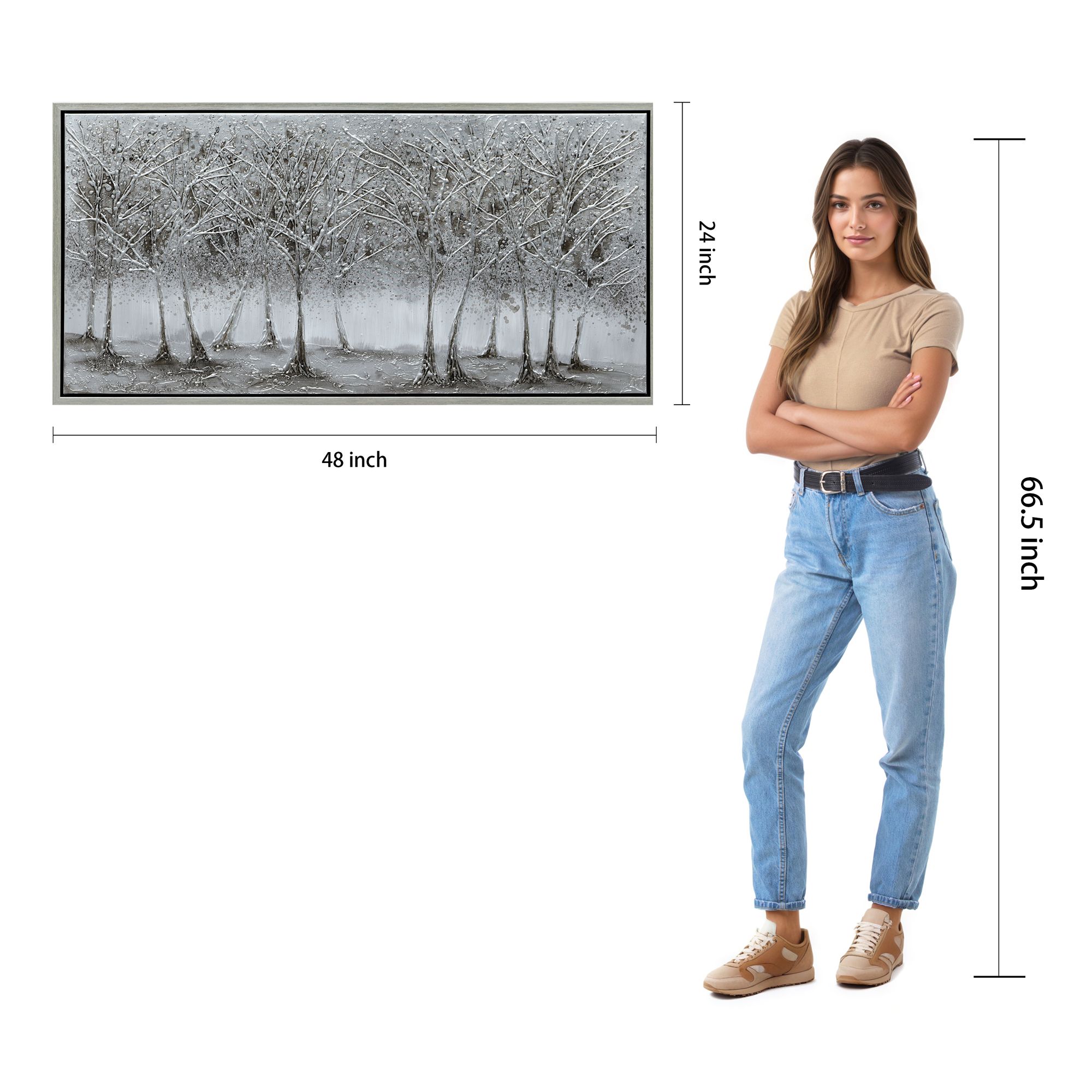Solitary Field 48"W Textured Metallic Framed Canvas Wall Art in scene