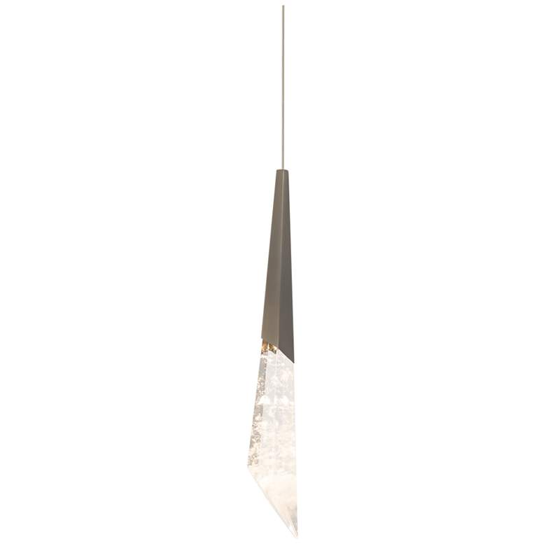Image 1 Solitude 18.5"H x 6.5"W 1-Light Crystal Mini-Pendant in Antique N