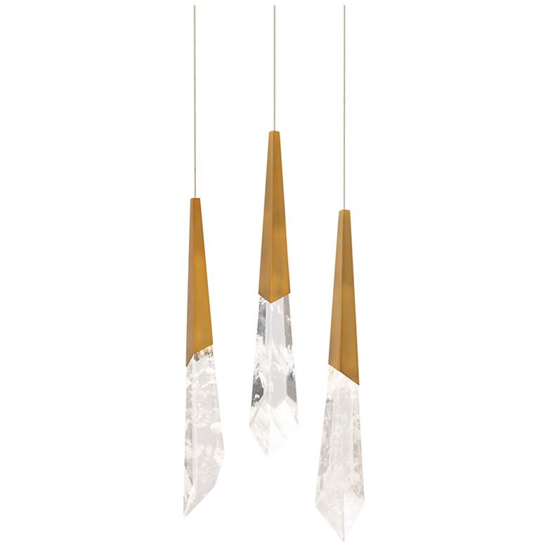 Image 1 Solitude 22"H x 12"W 3-Light Crystal Multi-Light Pendant in Aged