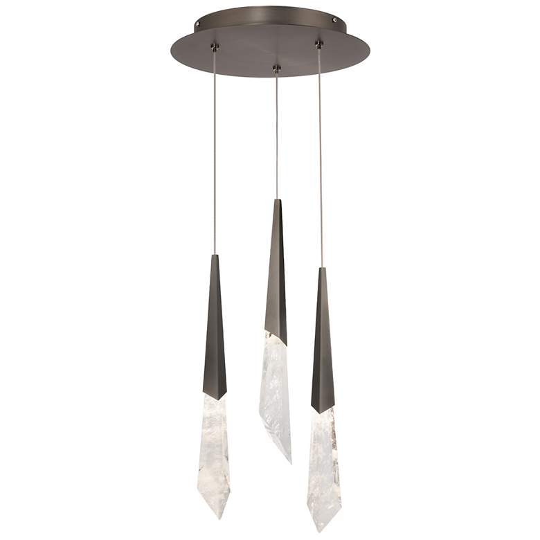 Image 1 Solitude 22"H x 12"W 3-Light Crystal Multi-Light Pendant in Antiq