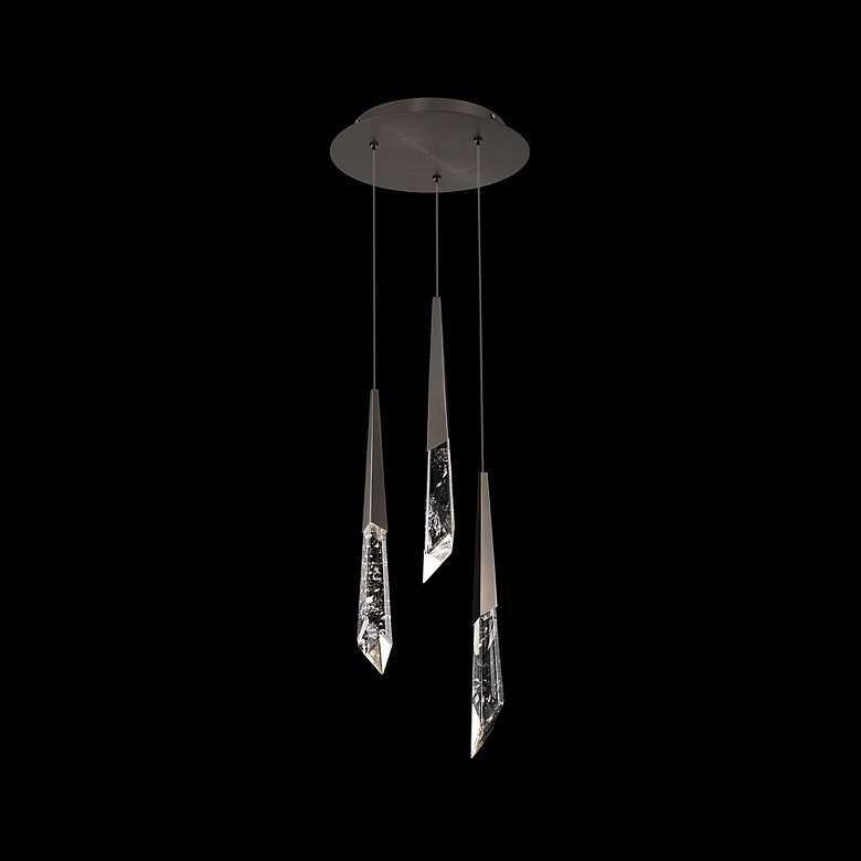 Image 2 Solitude 22"H x 12"W 3-Light Crystal Multi-Light Pendant in Antiq more views
