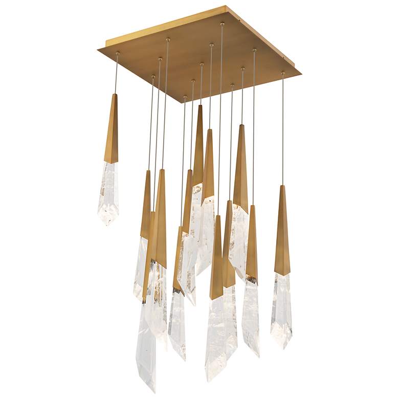 Image 1 Solitude 22"H x 20"W 13-Light Crystal Multi-Light Pendant in Aged