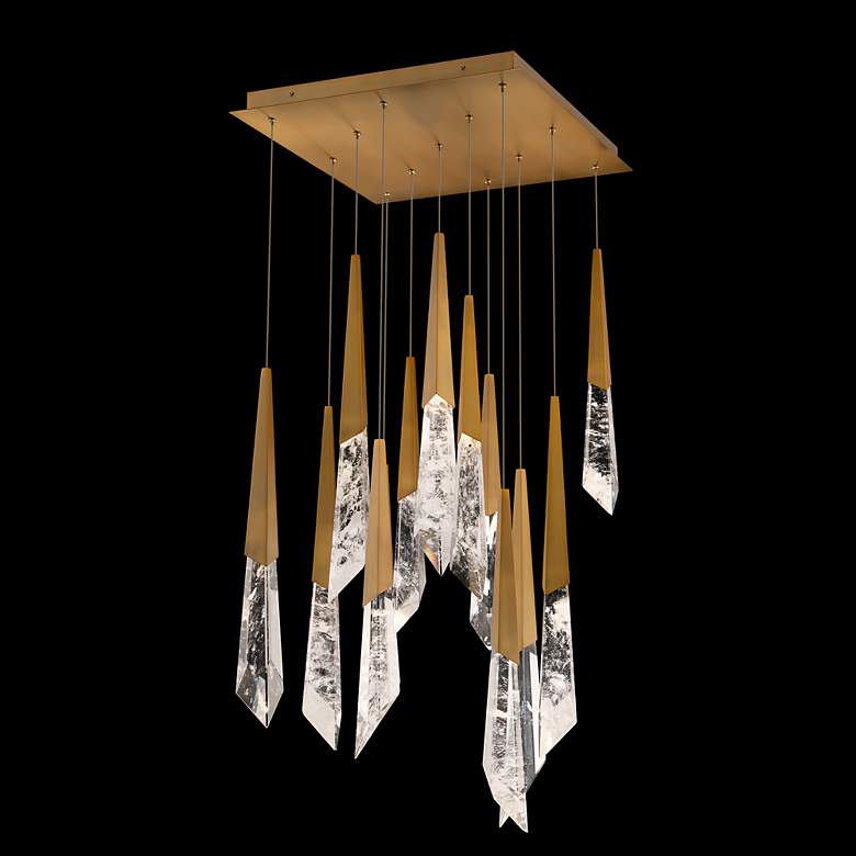 Image 2 Solitude 22"H x 20"W 13-Light Crystal Multi-Light Pendant in Aged more views