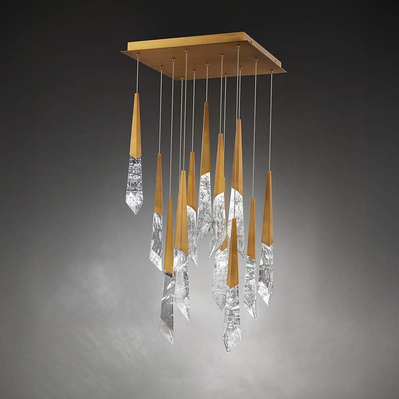 Image 4 Solitude 22"H x 20"W 13-Light Crystal Multi-Light Pendant in Aged more views