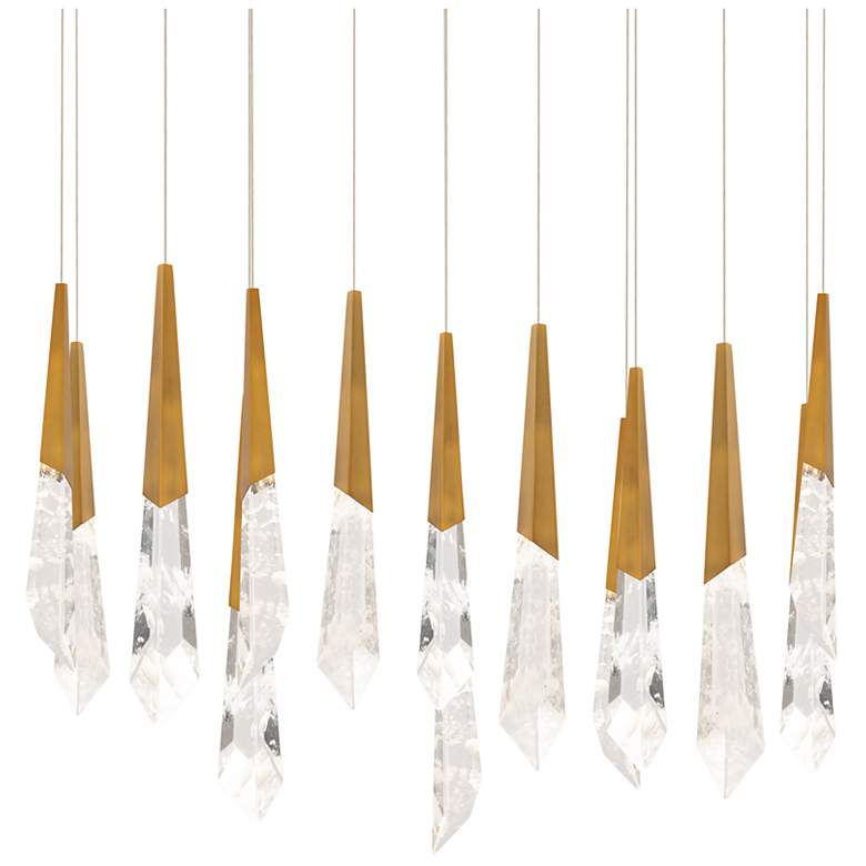 Image 1 Solitude 22"H x 40"W 14-Light Crystal Multi-Light Pendant in Aged