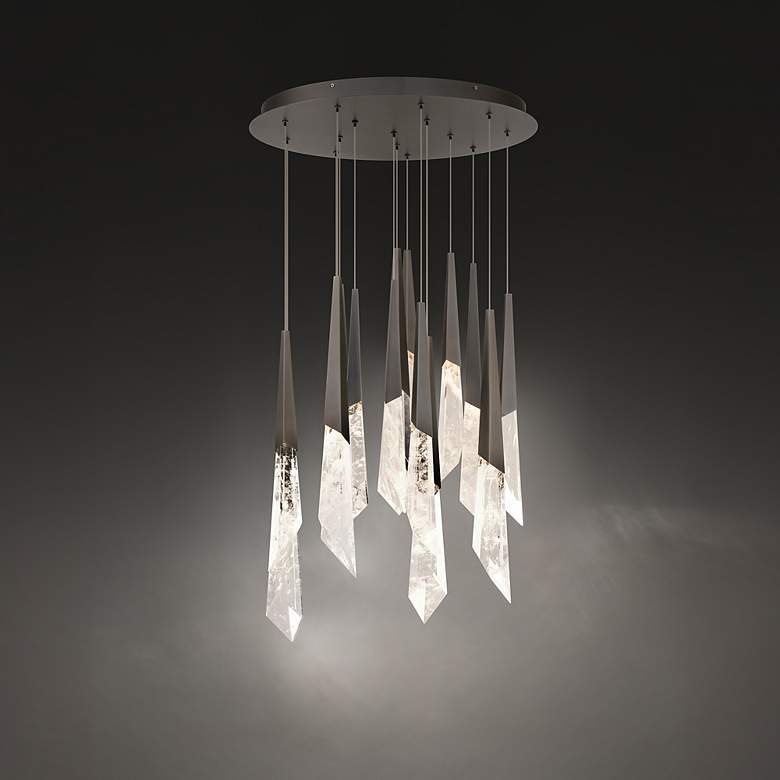 Image 4 Solitude 22"H x 40"W 14-Light Crystal Multi-Light Pendant in Anti more views