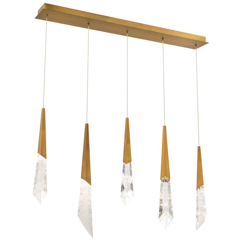 Image 1 Solitude 22"H x 40"W 5-Light Crystal Multi-Light Pendant in Aged