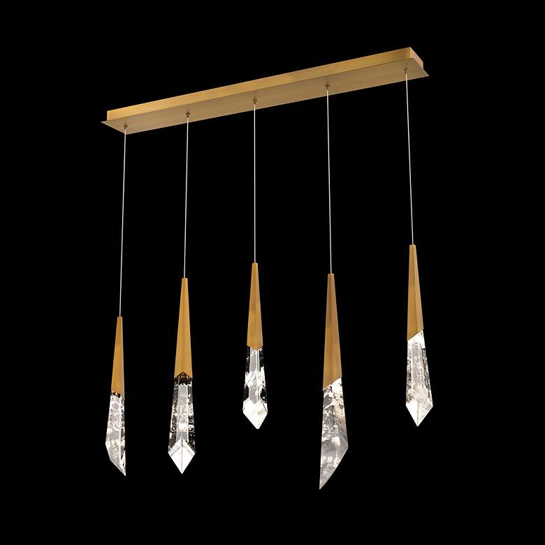 Image 2 Solitude 22"H x 40"W 5-Light Crystal Multi-Light Pendant in Aged more views