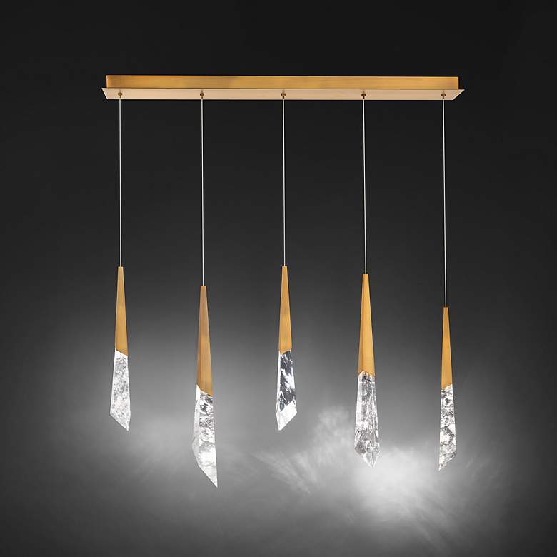 Image 4 Solitude 22"H x 40"W 5-Light Crystal Multi-Light Pendant in Aged more views