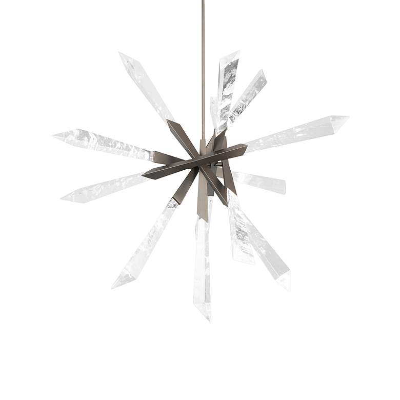 Image 1 Solitude 35 1/2"W Antique Nickel Crystal LED Pendant Light