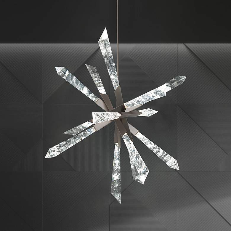 Image 2 Solitude 35 1/2"W Antique Nickel Crystal LED Pendant Light more views