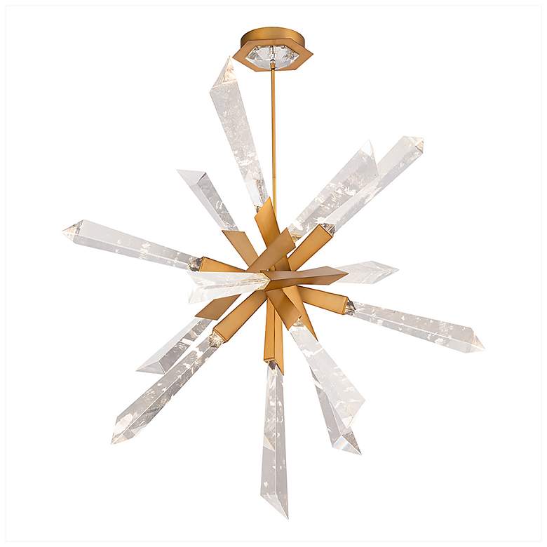 Image 1 Solitude 41.5"H x 48"W 12-Light Crystal Chandelier in Aged Brass