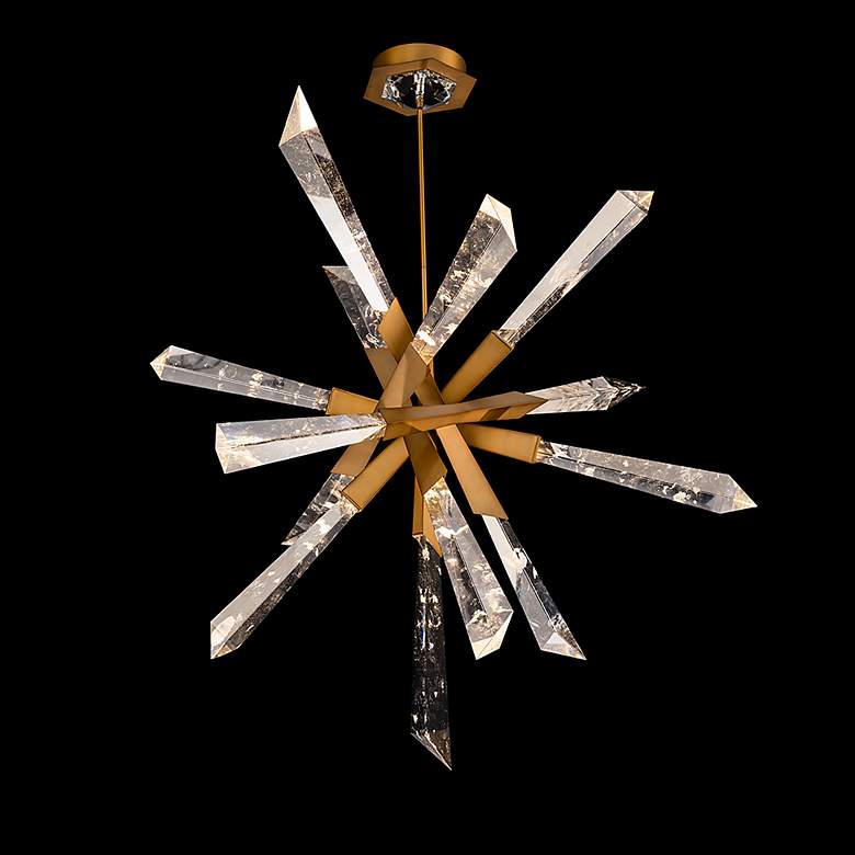Image 2 Solitude 41.5"H x 48"W 12-Light Crystal Chandelier in Aged Brass more views