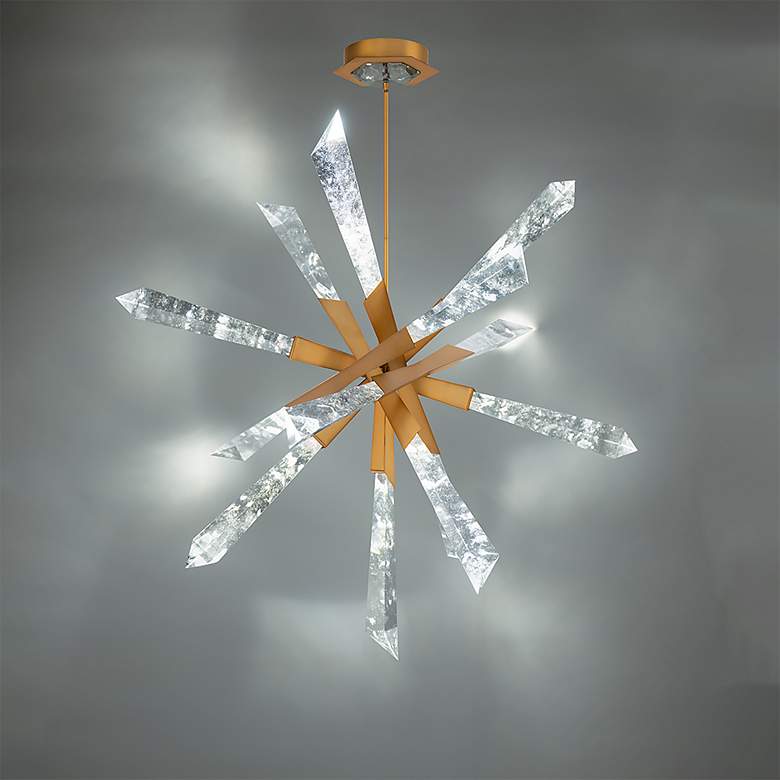 Image 4 Solitude 41.5"H x 48"W 12-Light Crystal Chandelier in Aged Brass more views