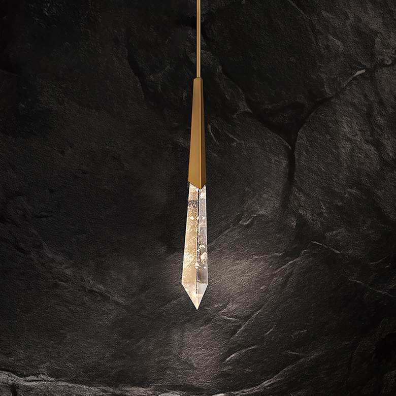 Image 1 Solitude 6 1/2" Wide Aged Brass LED Mini Pendant