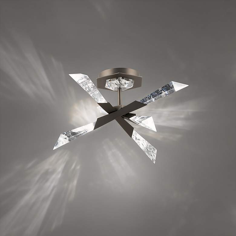 Image 3 Solitude 9.5"H x 17"W 6-Light Crystal Semi-Flush Mount in Antique more views