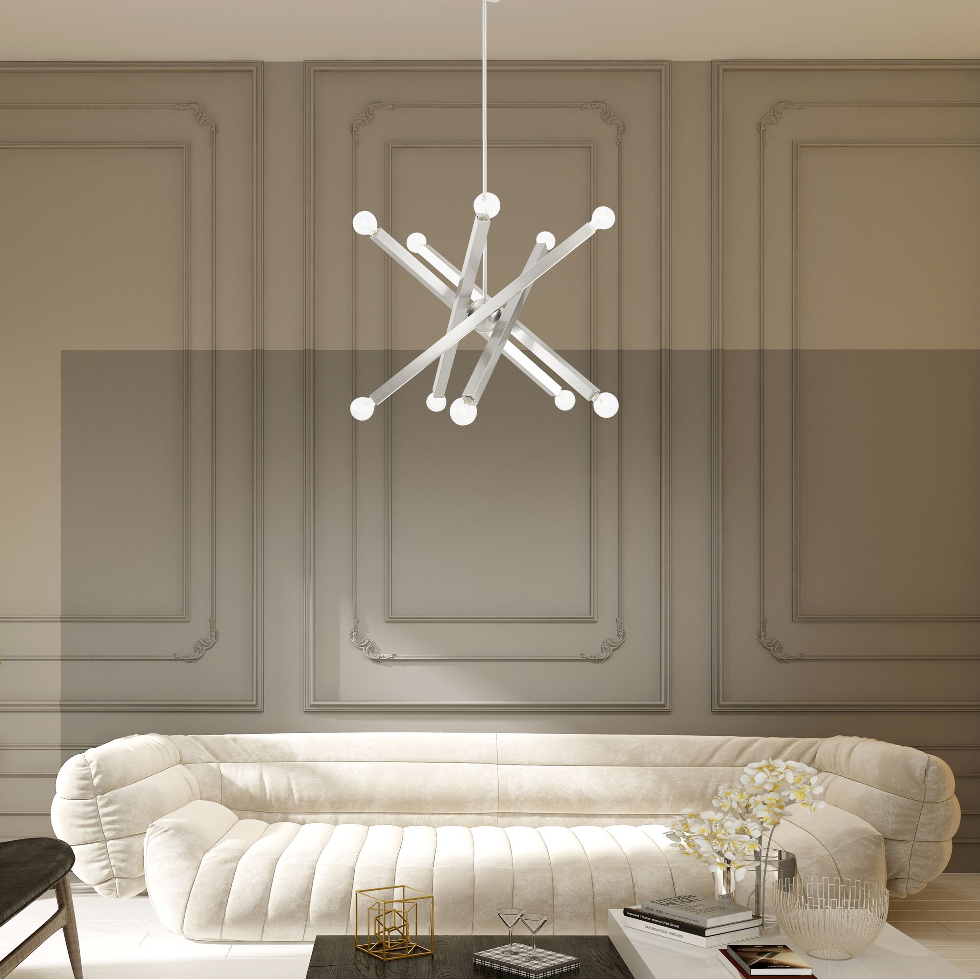 Solna 10 Light Brushed Nickel Chandelier