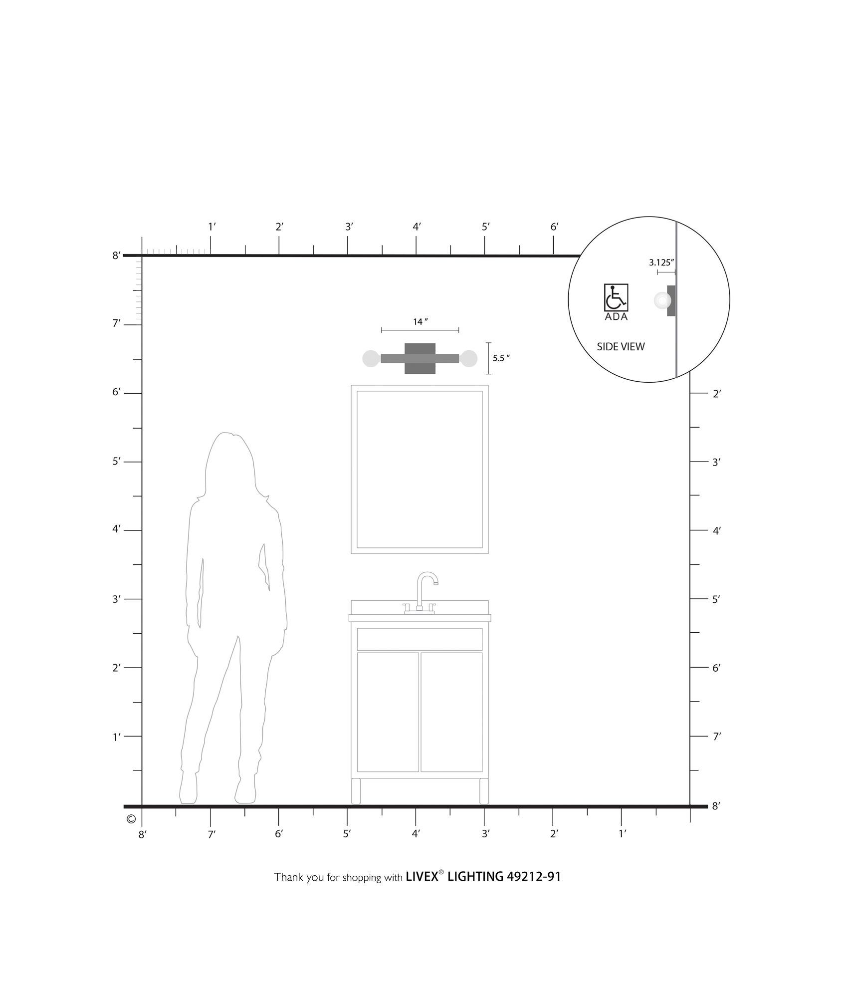Solna 2 Light Brushed Nickel ADA Wall Sconce
