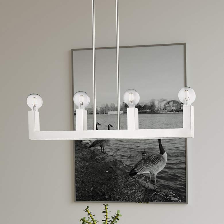 Image 1 Solna 4 Light Brushed Nickel Linear Chandelier