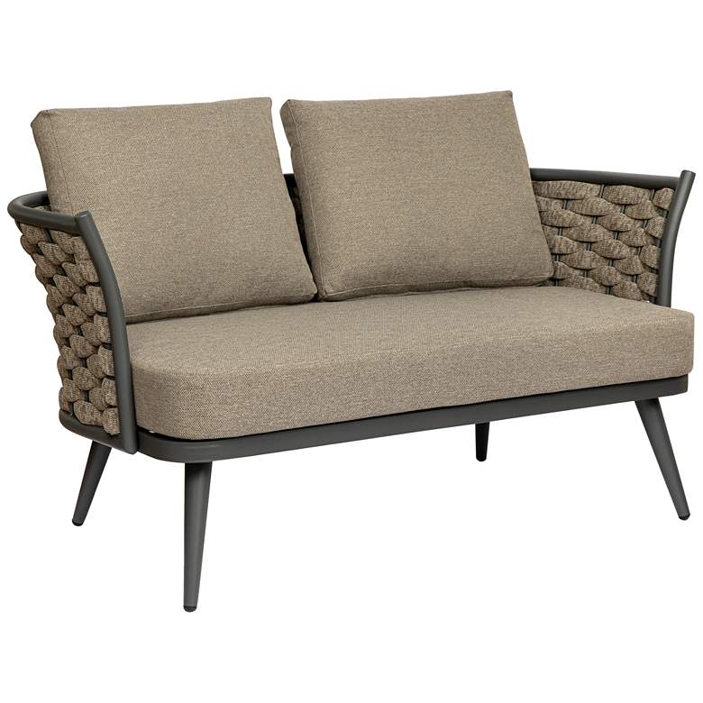 Image 3 Solna 55 1/2 inch Wide Taupe Aluminum Outdoor Loveseat