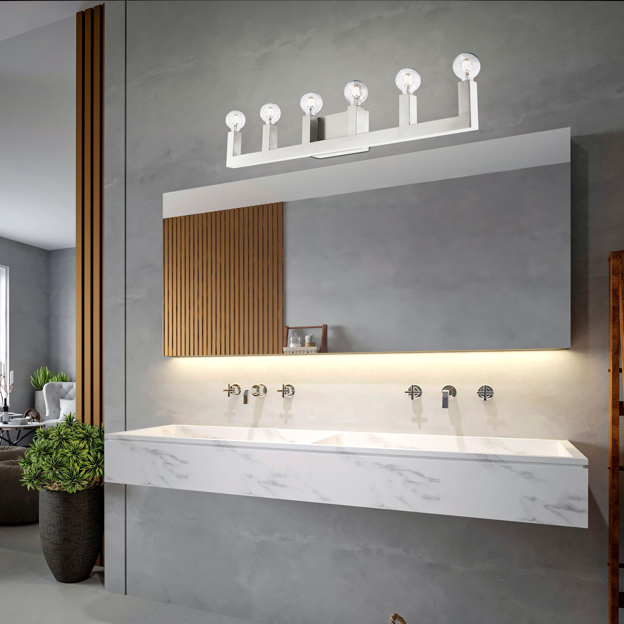 Solna 6 Light Brushed Nickel Bath Vanity