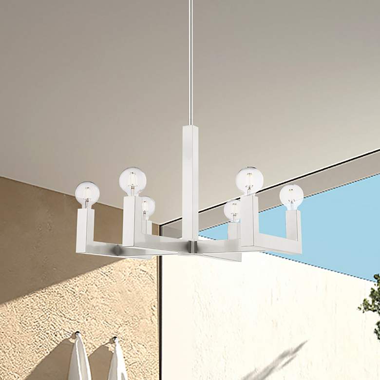 Image 1 Solna 6 Light Brushed Nickel Chandelier