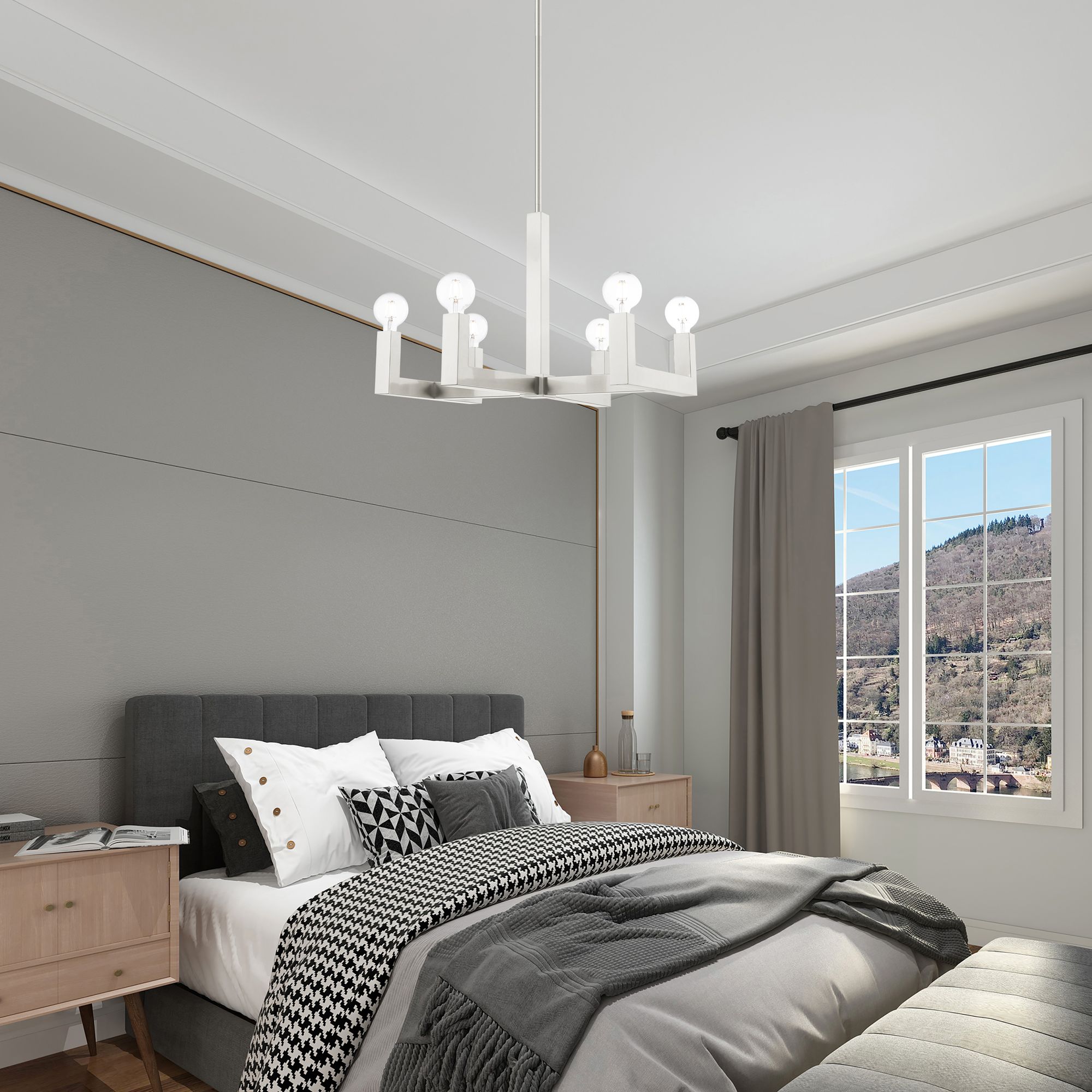 Solna 6 Light Brushed Nickel Chandelier