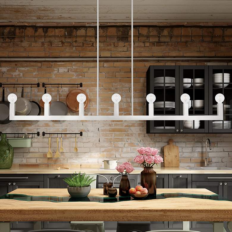 Image 1 Solna 7 Light Brushed Nickel Linear Chandelier