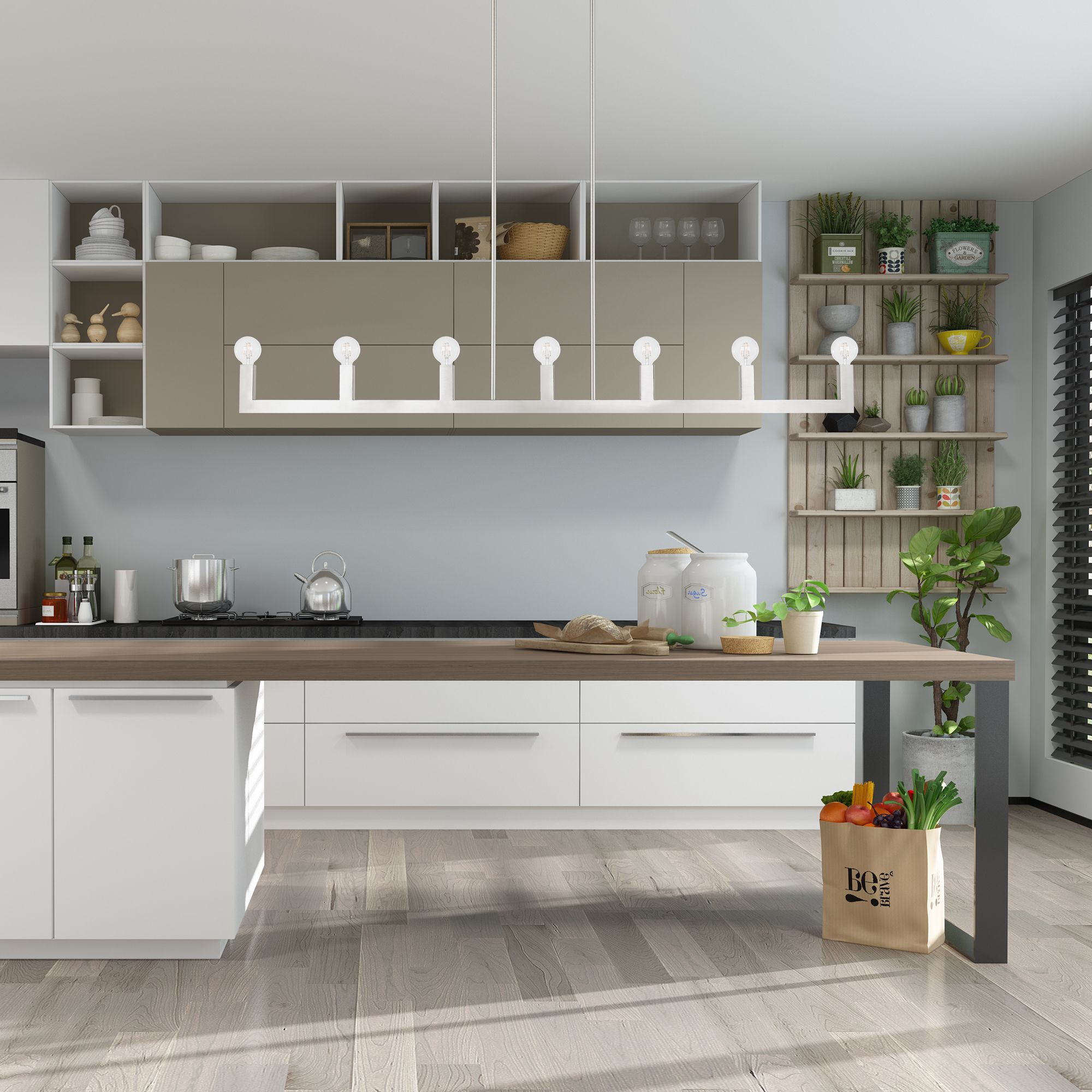 Solna 7 Light Brushed Nickel Linear Chandelier