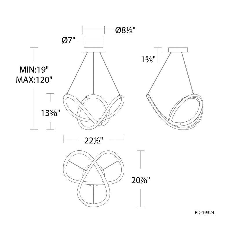 Image 5 Solo 13.38"H x 20.88"W 1-Light Chandelier in Black more views