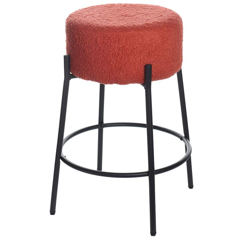 Image 1 Soloist 26" High Tangerine Boucle Upholstered Counter Stool