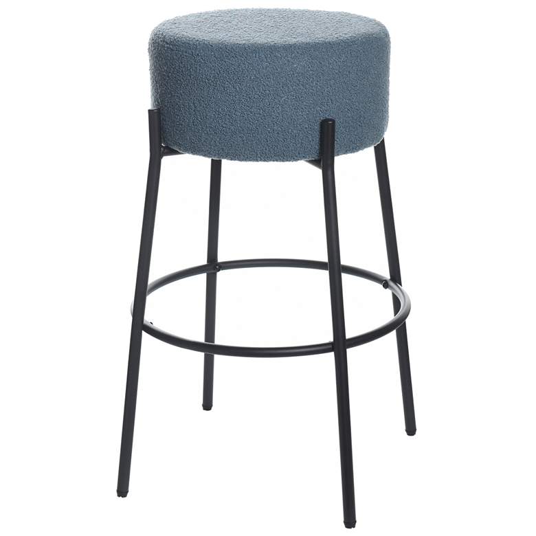 Image 1 Soloist 29" High Sky Blue Boucle Upholstered Bar Stool