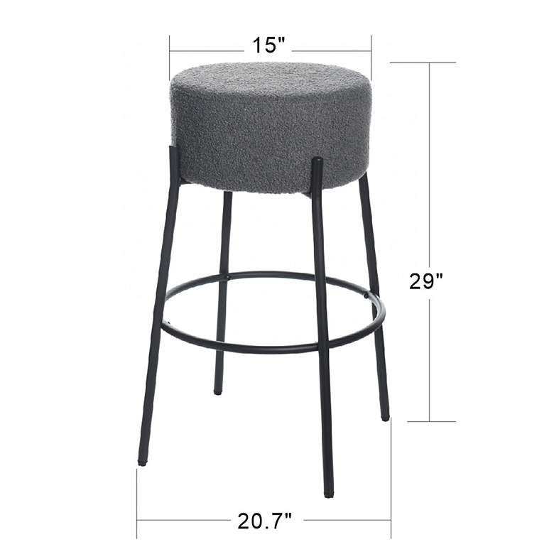 Image 6 Soloist 29" High Slate Grey Boucle Upholstered Bar Stool more views