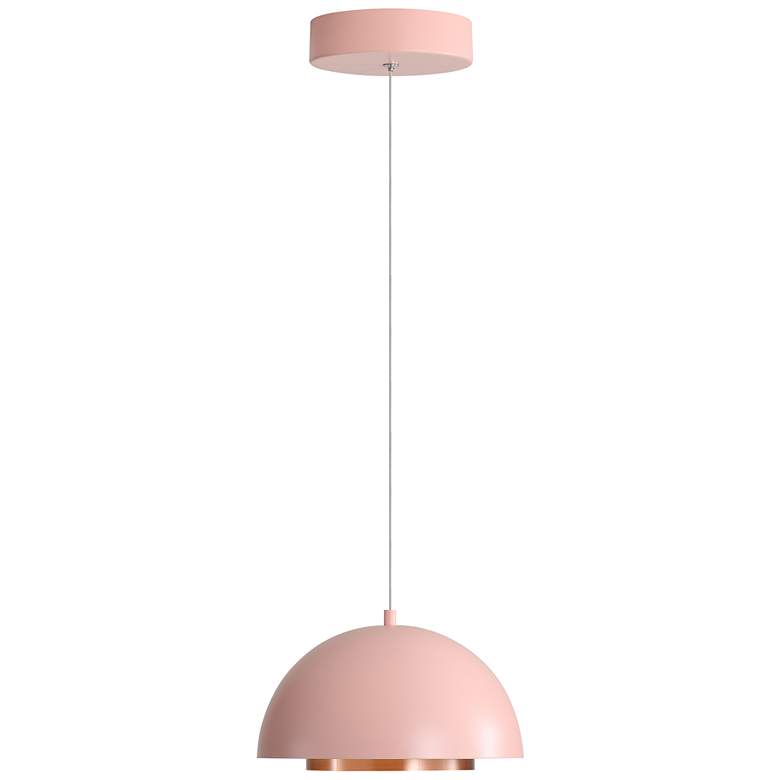 Image 1 Solsken 12" LED Pendant in Dusty Rose with Aged Copper