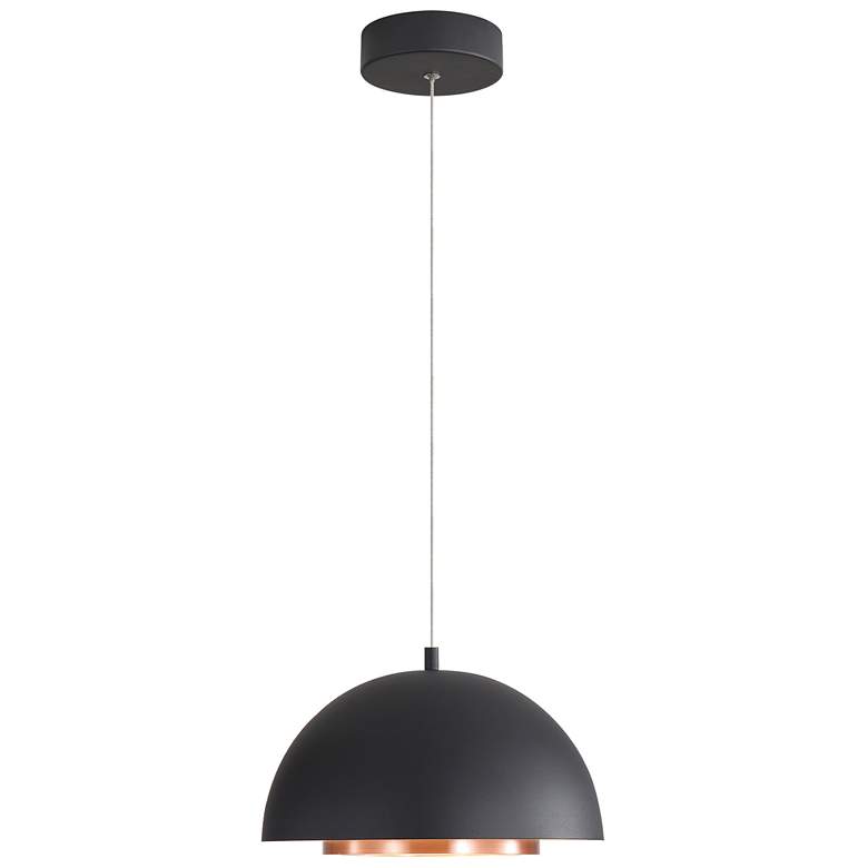 Image 1 Solsken 12" LED Pendant in Sand Black with Aged Copper