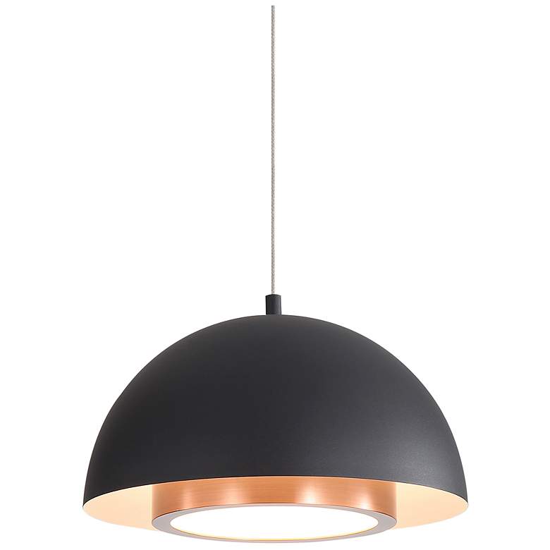 Image 2 Solsken 12" LED Pendant in Sand Black with Aged Copper more views