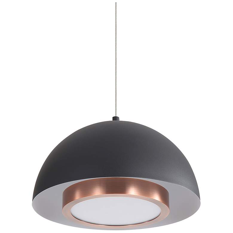 Image 3 Solsken 12" LED Pendant in Sand Black with Aged Copper more views