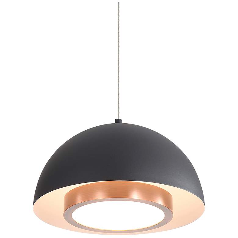 Image 4 Solsken 12" LED Pendant in Sand Black with Aged Copper more views