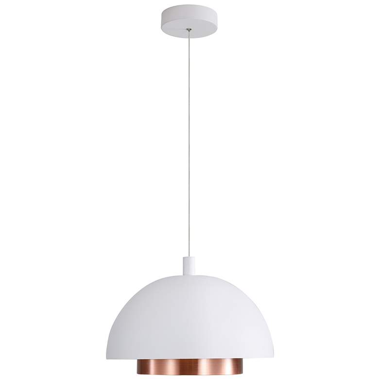 Image 1 Solsken 12" LED Pendant in Sand White with Aged Copper