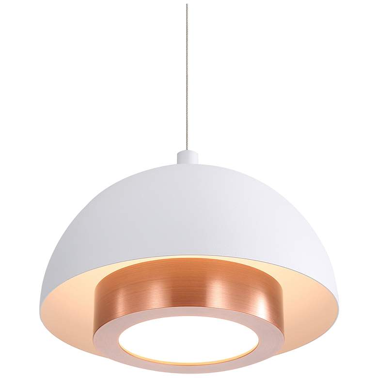 Image 3 Solsken 12" LED Pendant in Sand White with Aged Copper more views