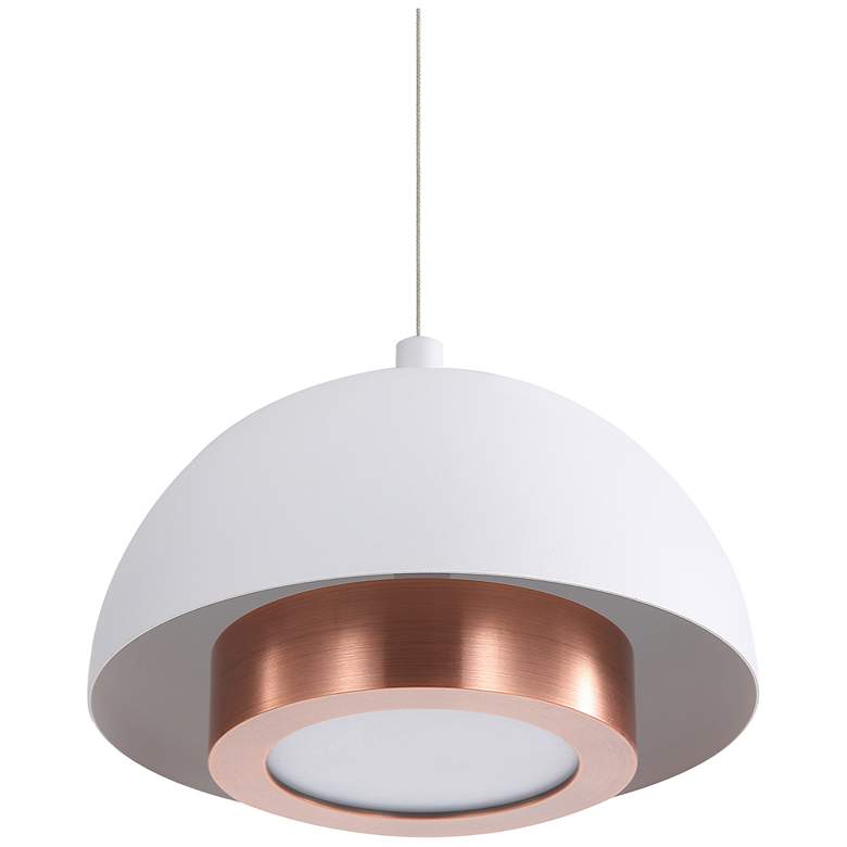 Image 4 Solsken 12" LED Pendant in Sand White with Aged Copper more views