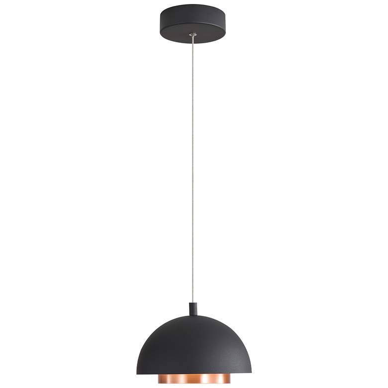 Image 1 Solsken 7" LED Pendant in Sand Black with Aged Copper