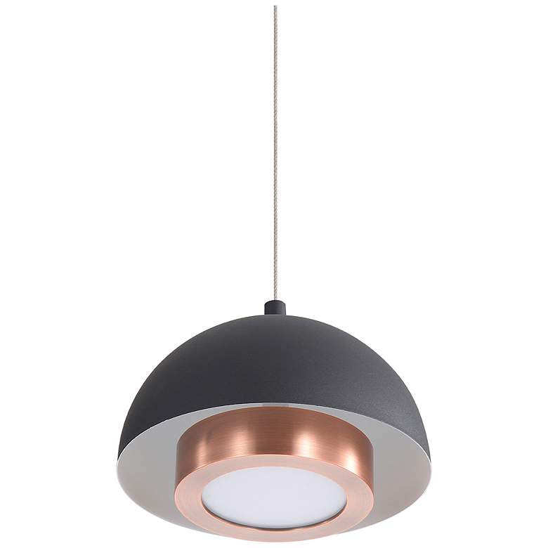 Image 3 Solsken 7" LED Pendant in Sand Black with Aged Copper more views