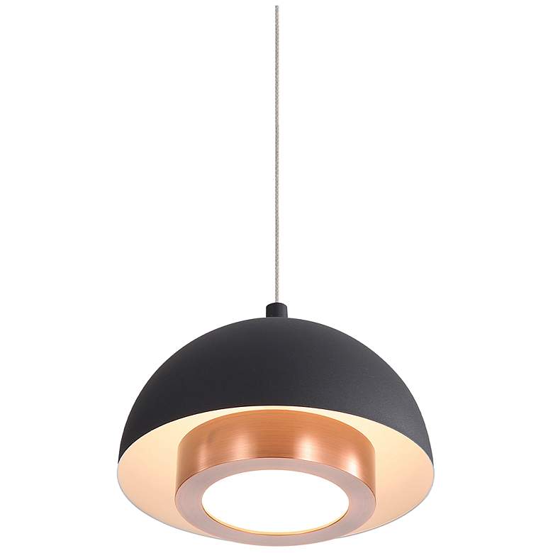 Image 4 Solsken 7" LED Pendant in Sand Black with Aged Copper more views