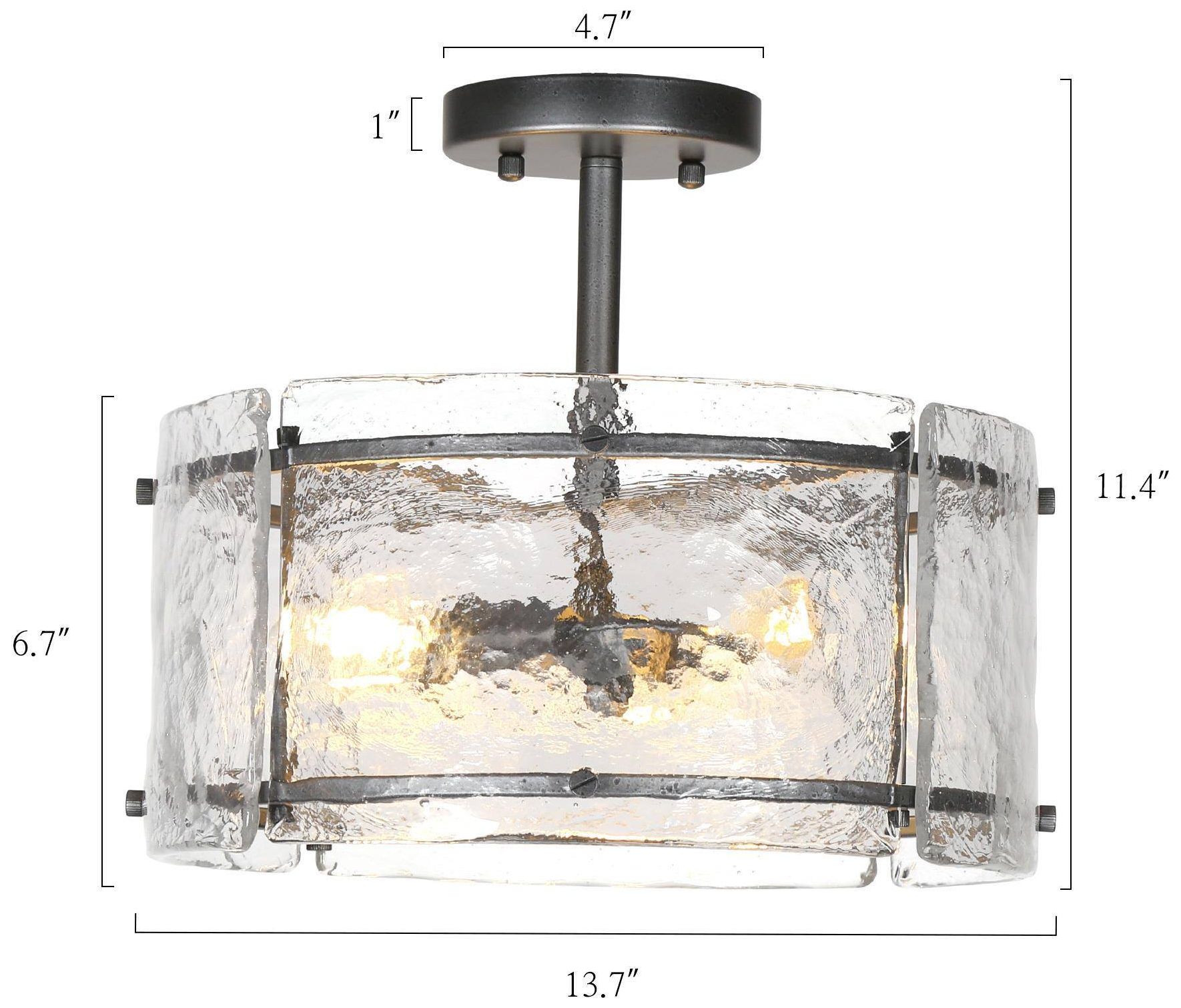 Image 2 Solstice 13 3/4" 3-Light Drum Glass Semi-Flush Mount more views